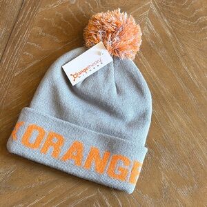 Orangetheory Gray Beanie with Orange Pom